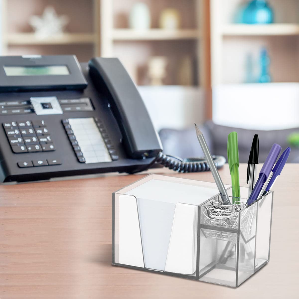 Acrimet Desktop Organizer Pencil, Pen, Paper, Clip, Caddy Holder (Plastic) (White Paper Included)