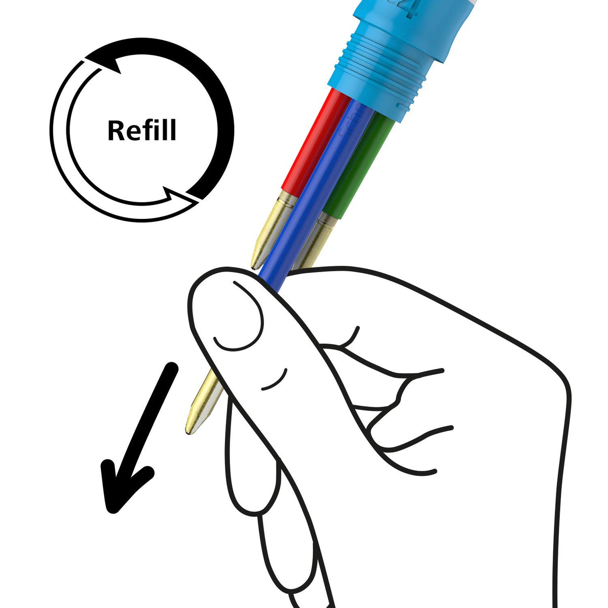 Schneider Take 4 Ballpoint Pen M (Medium), Refillable + Retractable, Dark Blue/Light Blue Barrel