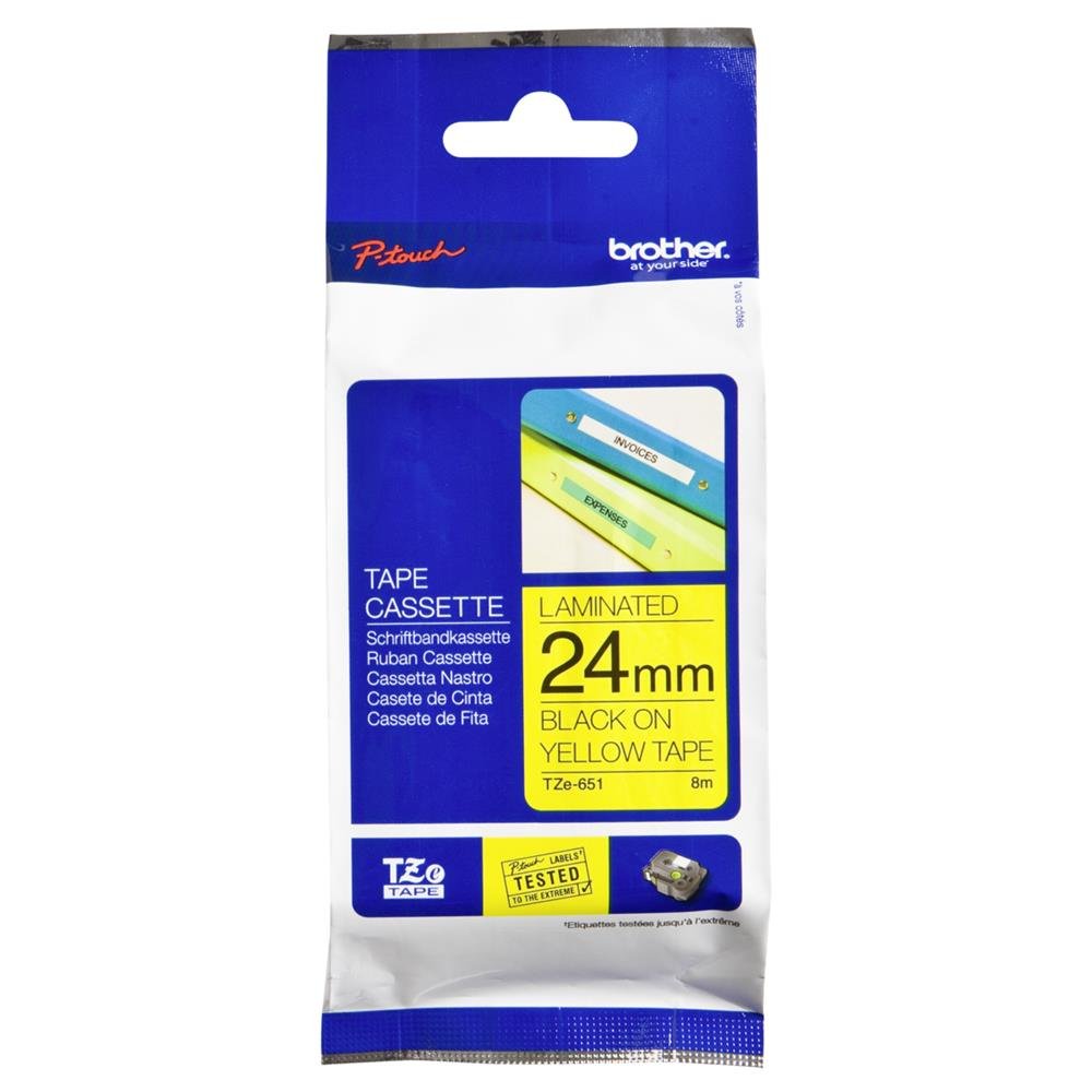 Brother TZe-651 24 mm (W) x 8 m (L) Labelling Tape Cassette Laminated Brother Genuine Supplies