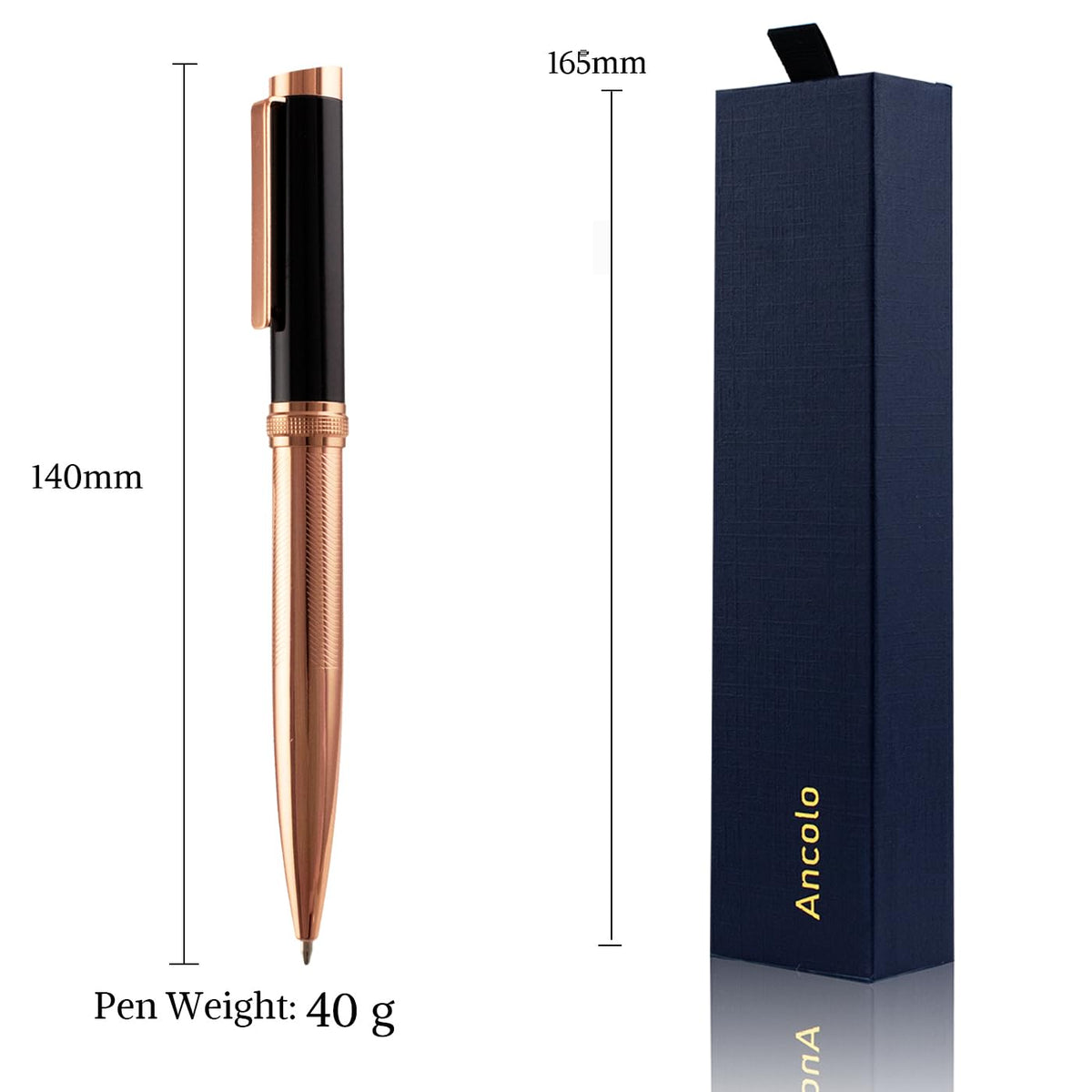 Ancolo Personalized Ballpoint Pens - Luxury Pens with 10 Black Ink Refill