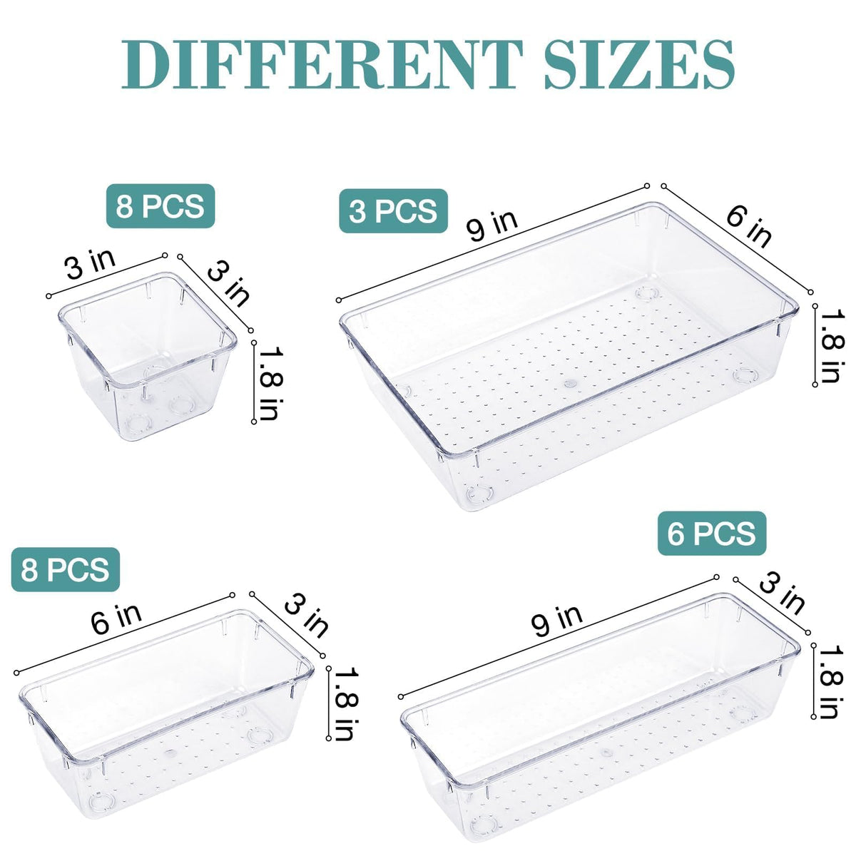 25 PCS Drawer Organizer Set, 5 Size Bathroom and kitchen organizer Trays