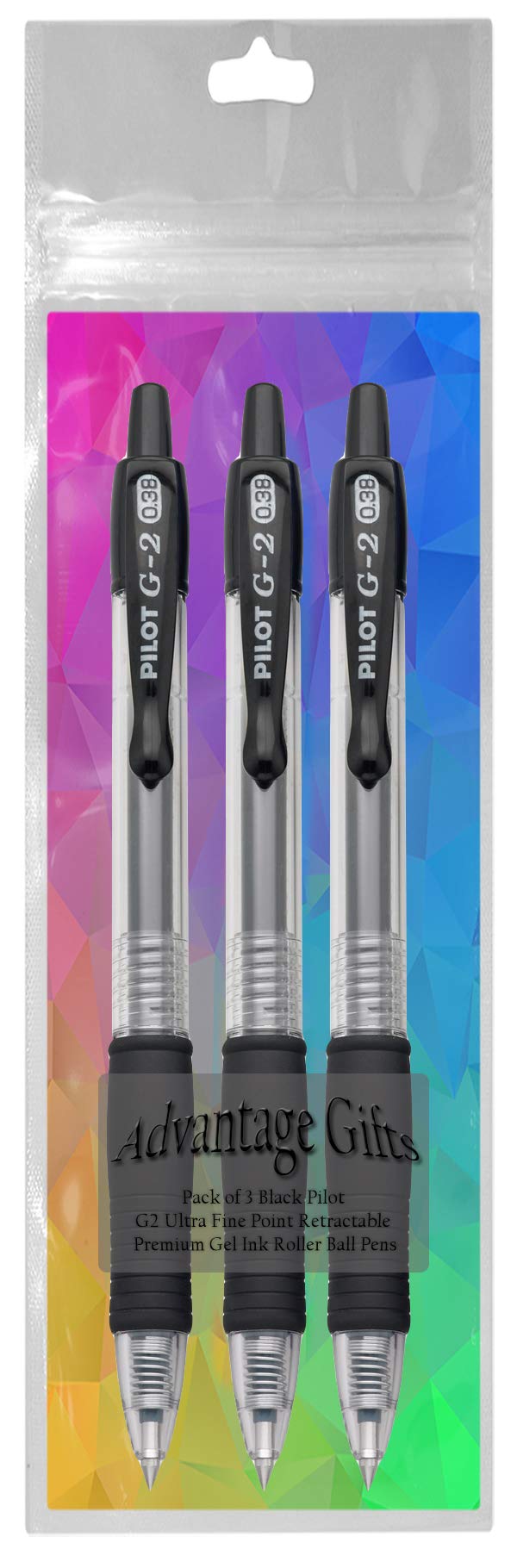 Advantage Gifts G2 Retractable Premium Gel Ink Roller Ball Pens Ultra Fine Point (.38mm) Black Ink