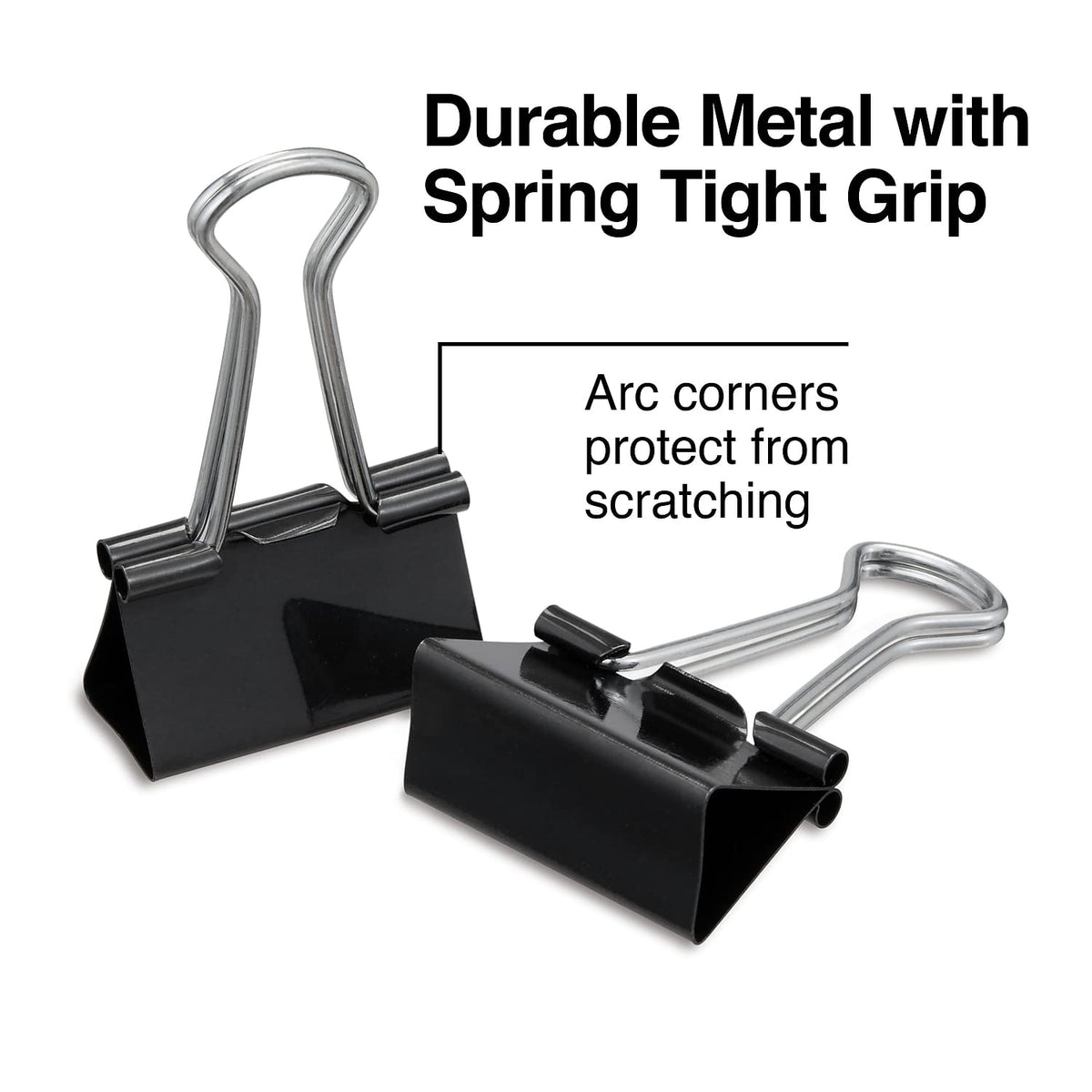 Staples Binder Clips, Medium 0.63 In Capacity, Black, 24-Pack