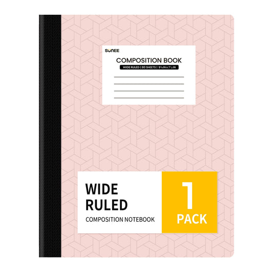 SUNEE Composition Notebook, Wide Ruled Paper, Home School Supplies for College Students & K-12