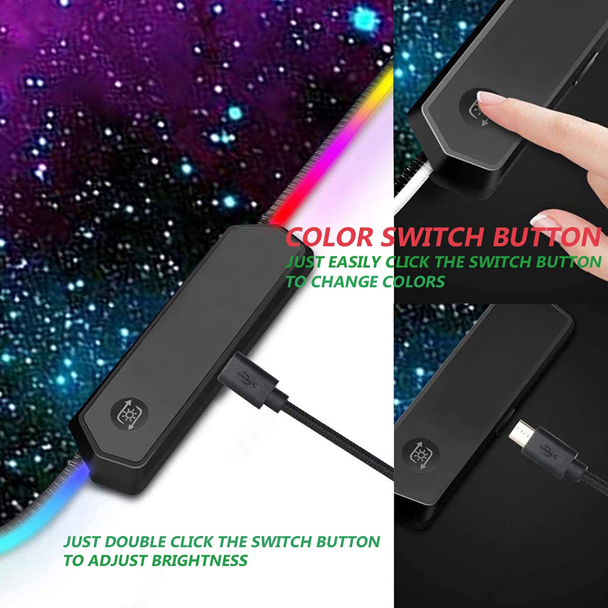 RGB Gaming Mouse Pad with Coffee Coaster, XXL Large Glowing LED Mousepad, Anti-Slip Rubber Base