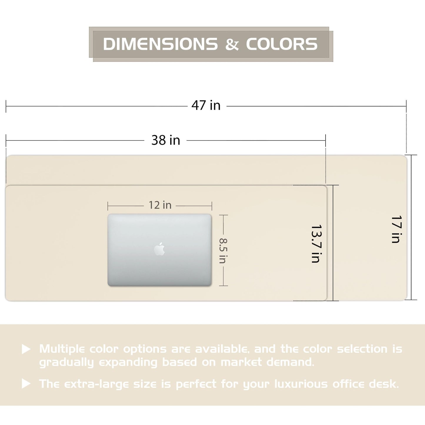 Aothia Leather Desk Pad Protector - Large Mouse Pad, Office Mat, Non-Slip PU Leather Blotter
