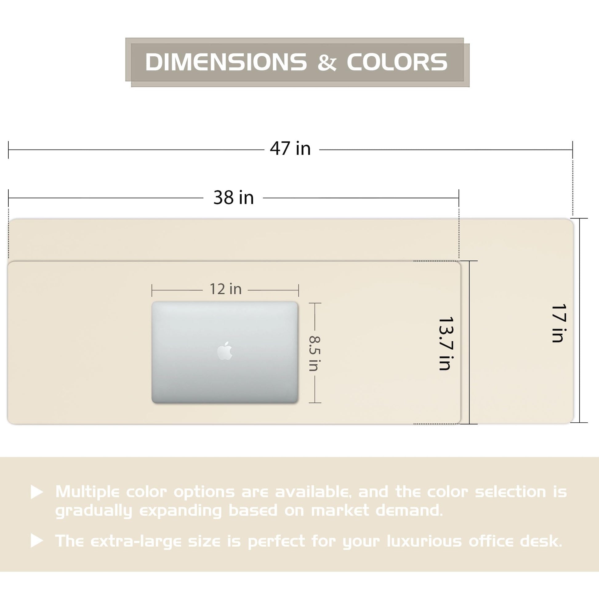 Aothia Leather Desk Pad Protector - Large Mouse Pad, Office Mat, Non-Slip PU Leather Blotter