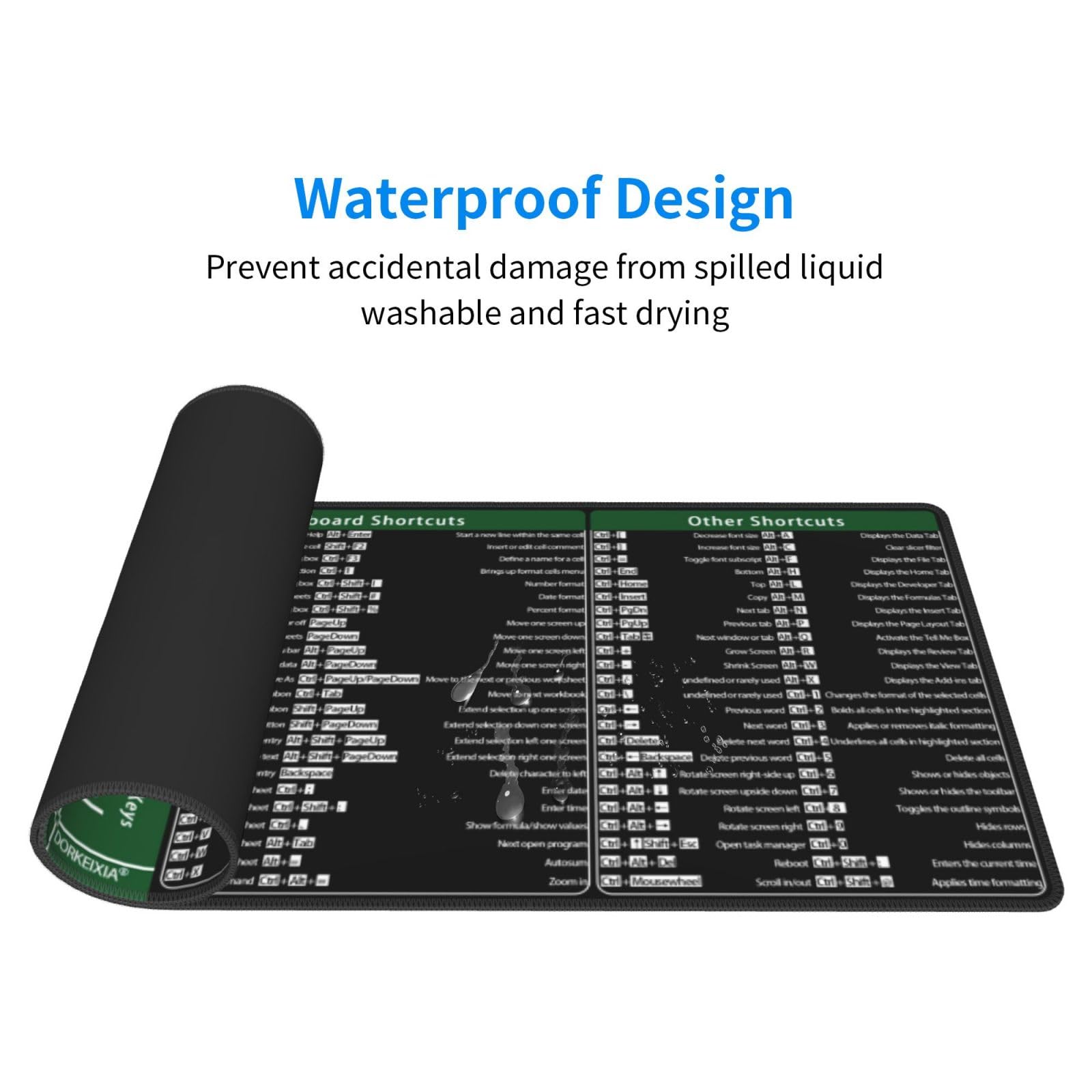 Excel Shortcuts Keys Computer Office Command Short Cut Keys Gaming Mouse Pad 31.5 X 11.8 Inch XL