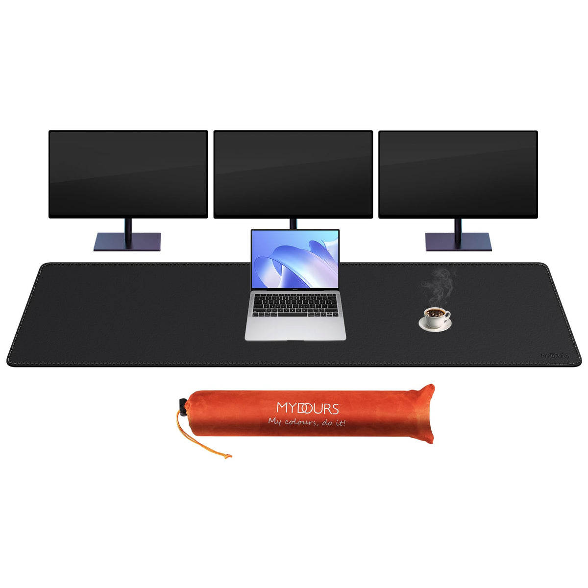 Mydours PU Leather Desk Mat 74.8"x15.7", XXL Large Gaming Mouse Mat, Black