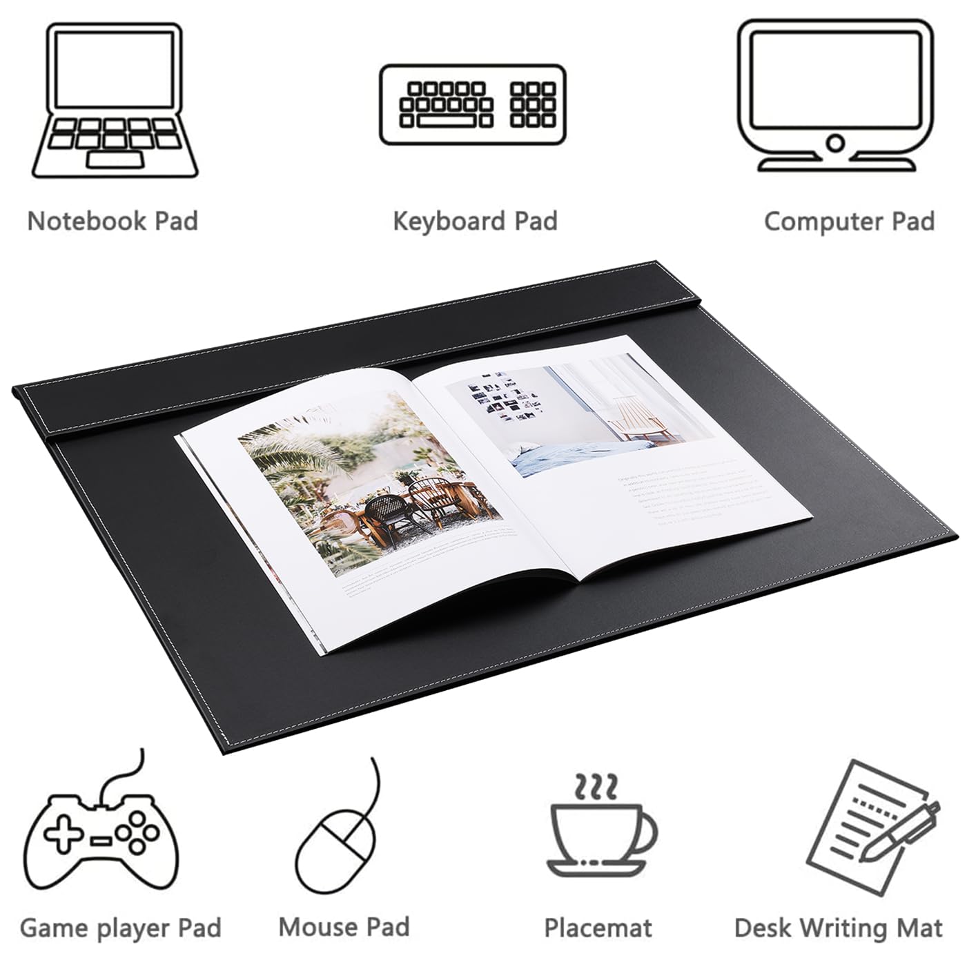 KINGFOM Ultra-Smooth PU Leather Desk Pad & Mat Office Desk Drawing & Writing Board A3/ A4 File