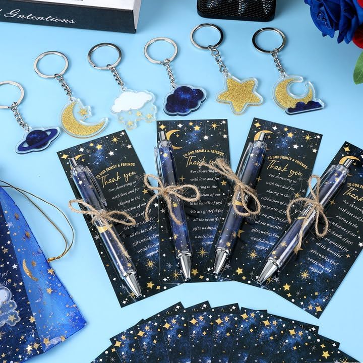 EYNDYN 145 Pieces Twinkle Little Star Baby Shower Favors for Guest Moon and Star Ballpoint Pens and
