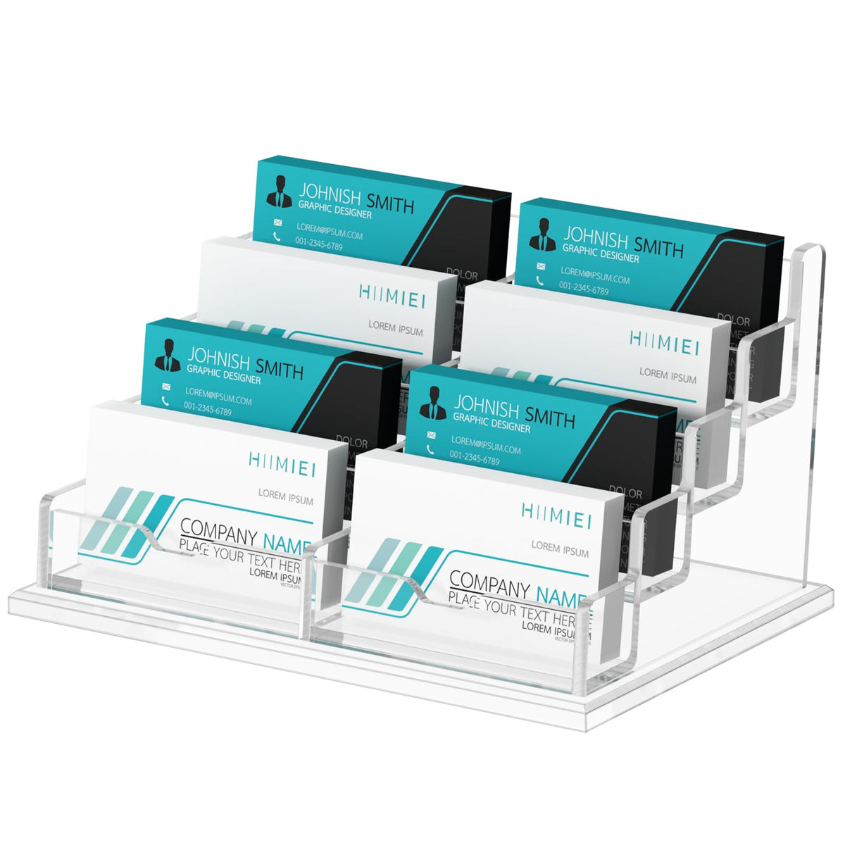 HIIMIEI Acrylic Business Card Display, Multiple Card Holder for Office, Home, Restaurant - 8 Slot