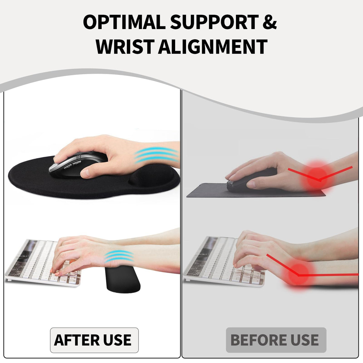 eulps Mouse Pad Wrist Support, Ergonomic Memory Foam Keyboard Wrist Pad & Gel Wrist Rest Set for