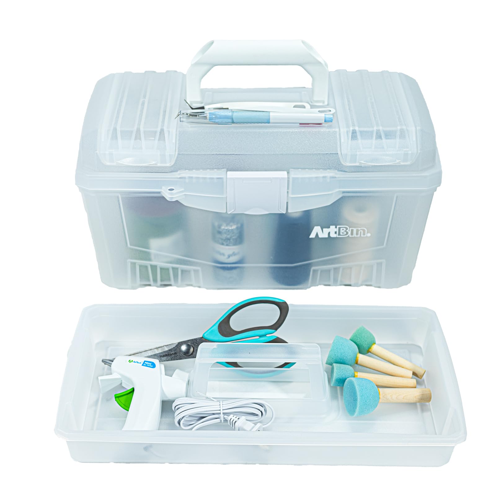 ArtBin 6918AH Twin Top 17 inch Supply Box, Portable Art & Craft Supply Organizer with Handle, [1]
