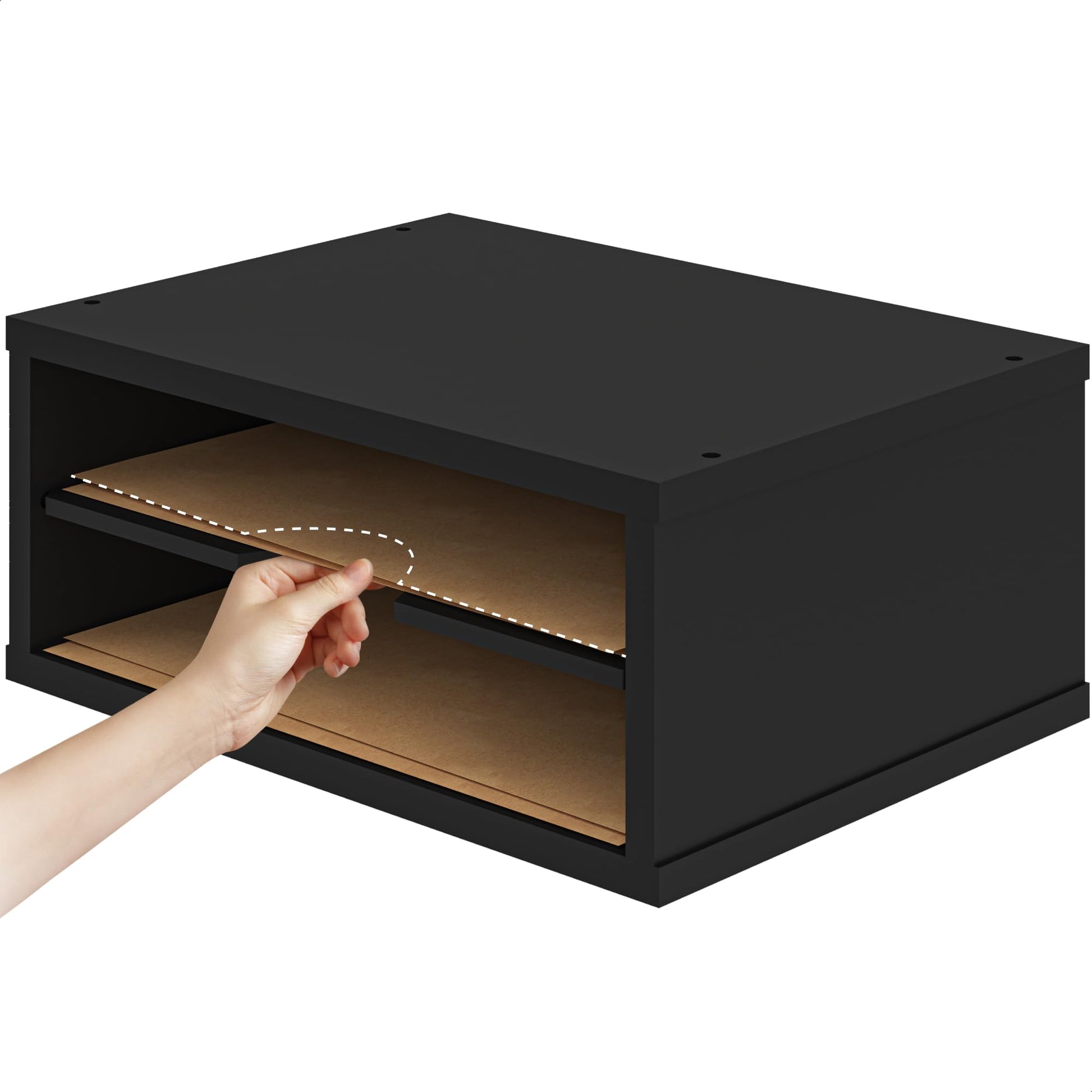Ballucci File Organizer, 2-Tier Document Paper Sorter, Stackable Wood Desk Organizer Mail Holder