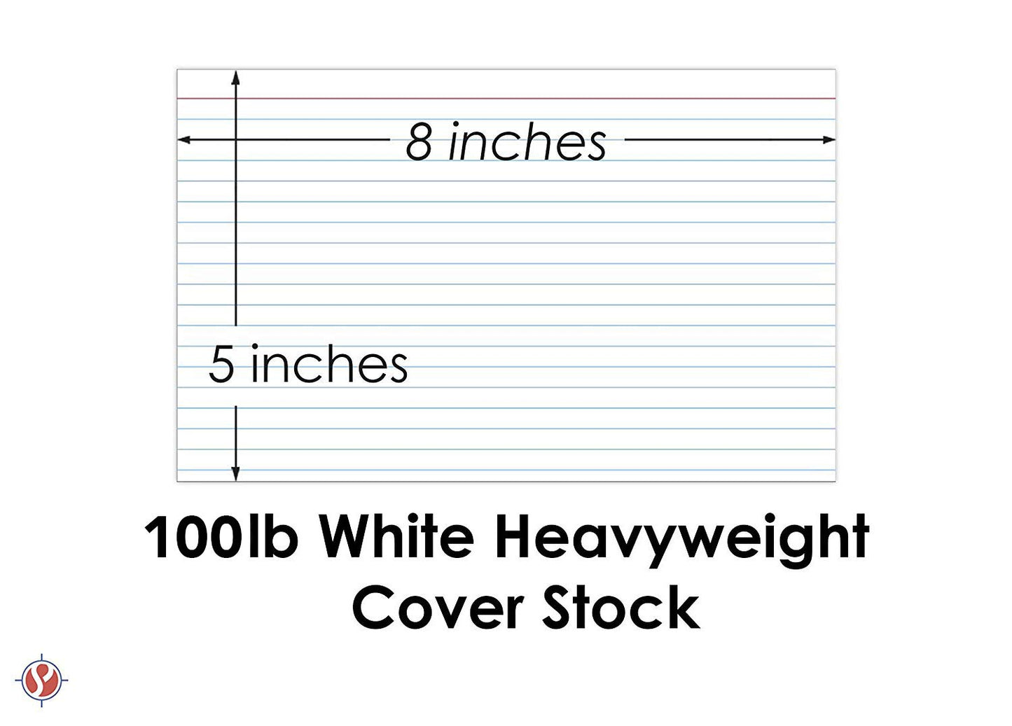 Ruled Index Cards, On 100lb Heavyweight Thick White Cover Stock. "100 per pack" (5 x 8)