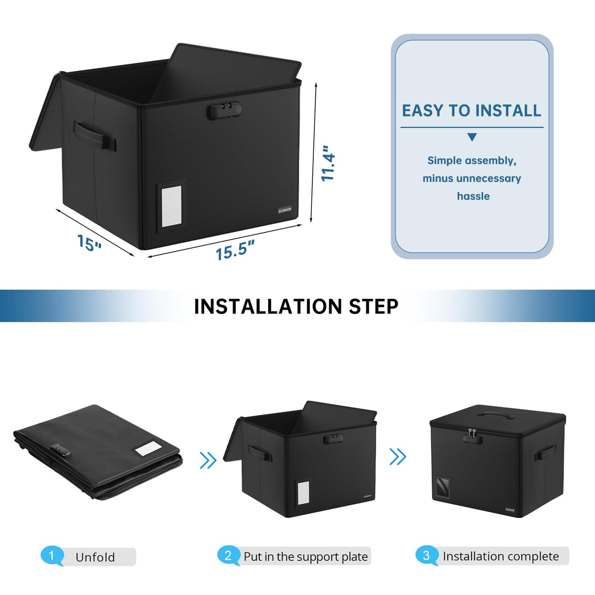 ELOBOON Fireproof Comic Book Storage Box for 300-350 Comics,Comic Bin