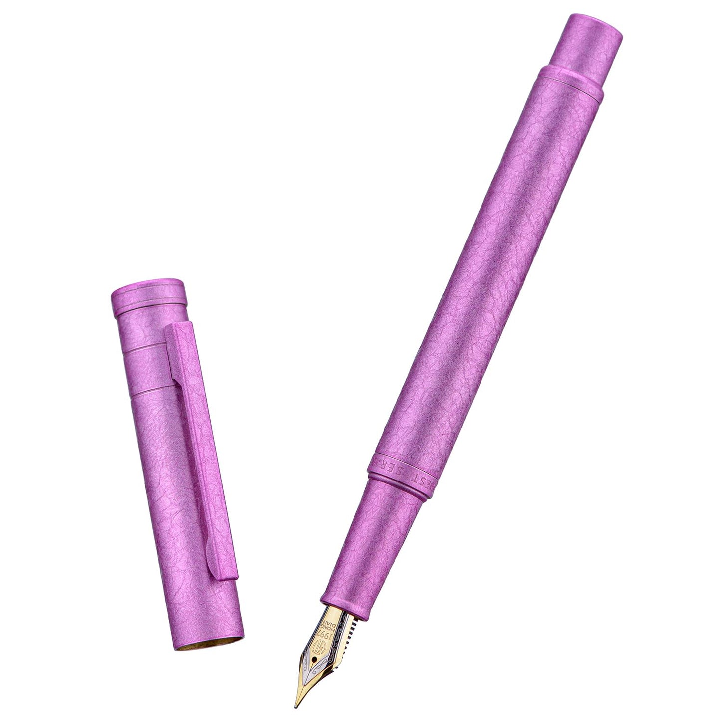 Hongdian 1851 Forest Fountain Pen Pink Ice Flowers, Fine Nib Classic Design with Converter and
