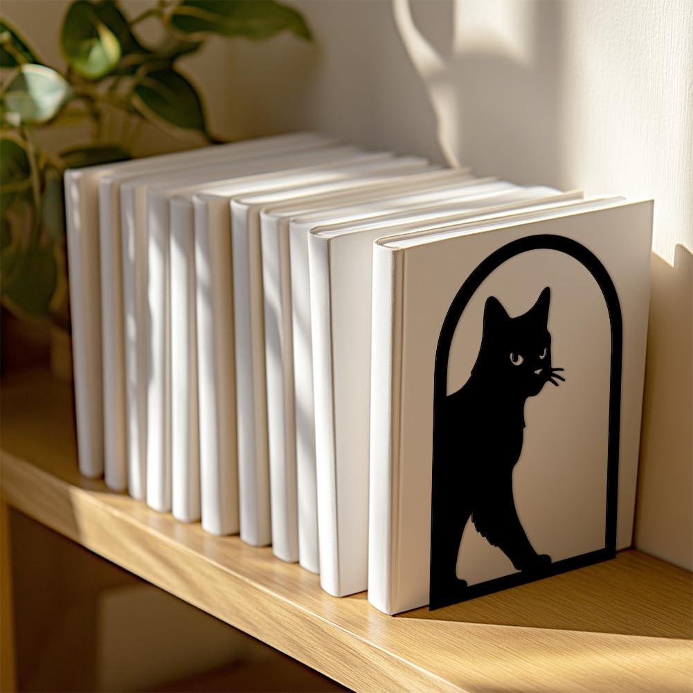 Peacoblue 5.3"x4.3"x7.9" Metal Bookends, Heavy Duty Book Ends for Shelves