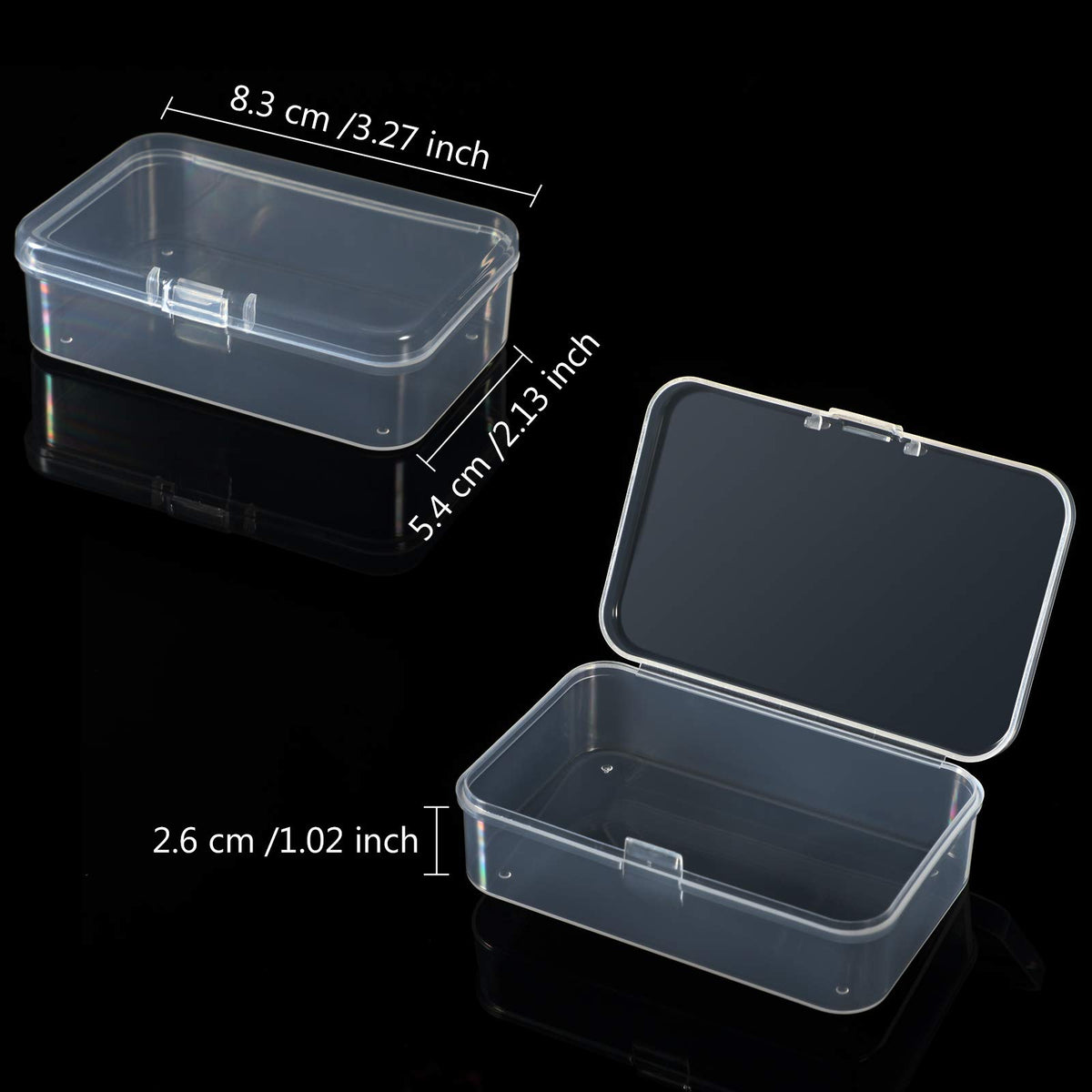 Jetec 18 Pieces Small Clear Plastic Storage Box, 3.3 x 2.1 x 1 Inch