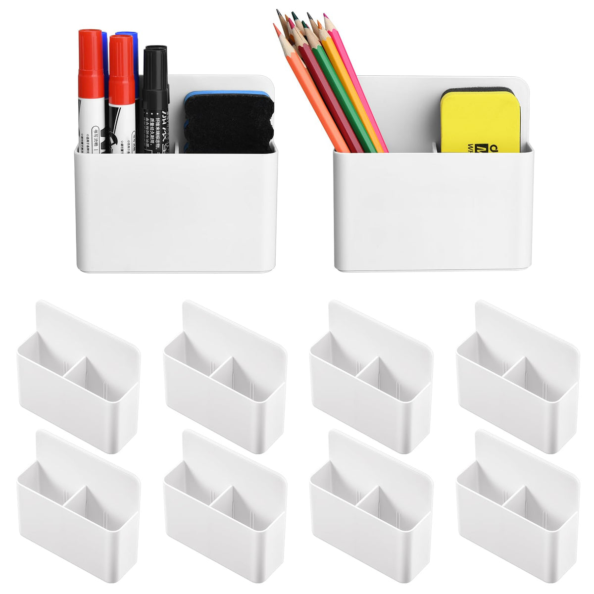 Mabrasse 10p Magnetic Dry Erase Marker Holder,Pen and Eraser Holder for Whiteboard, Magnet Pencil