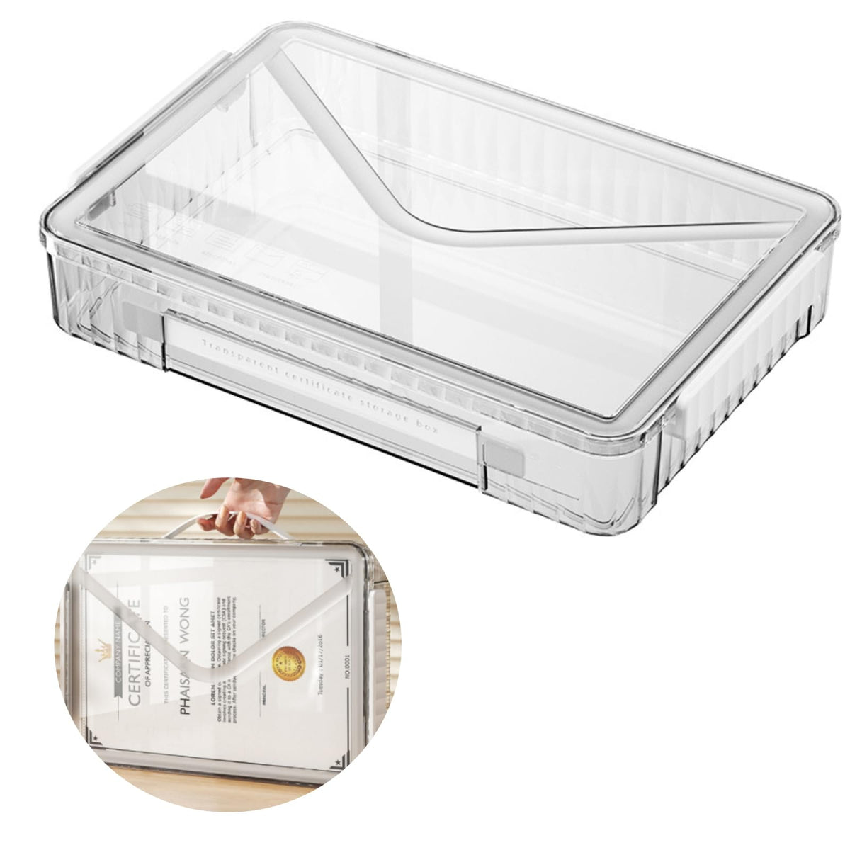 Marte Vanci Plastic Storage Bin with Lid Portable Project Case with Handle Clear Storage Box File