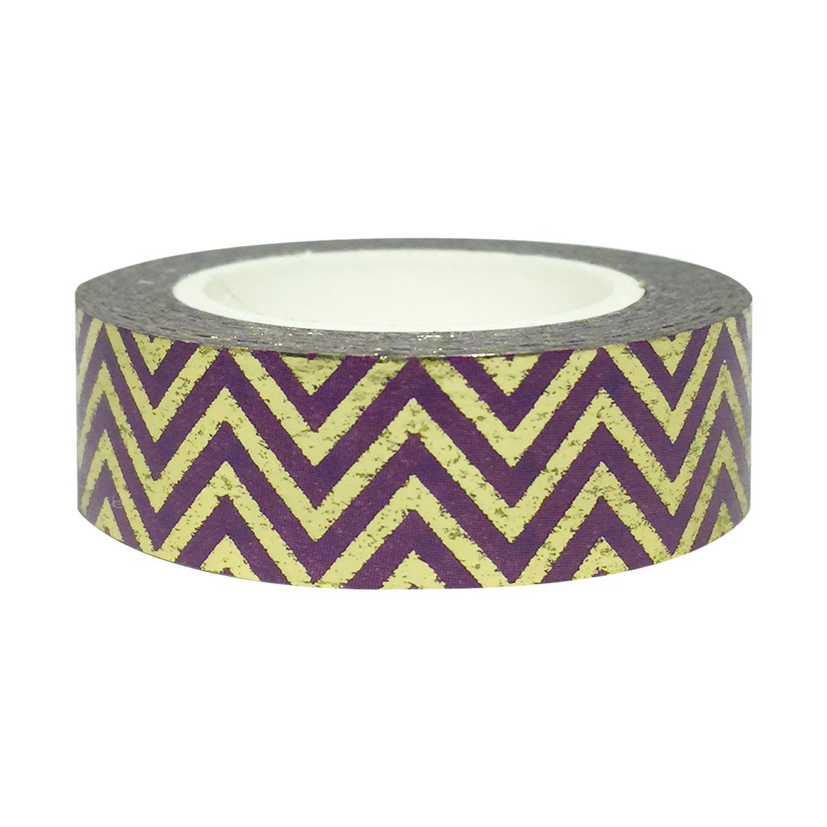 Wrapables Colorful Washi Masking Tape, Purple and Gold Super Chevron