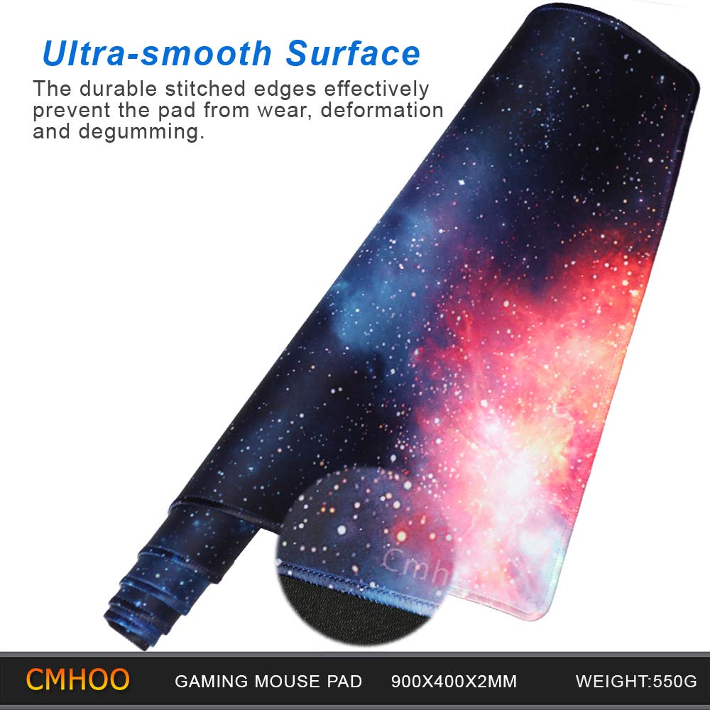 Cmhoo XXL Professional Large Mouse Pad & Computer Game Mouse Mat (35.4x15.7x0.1IN, 90x40 sky002)