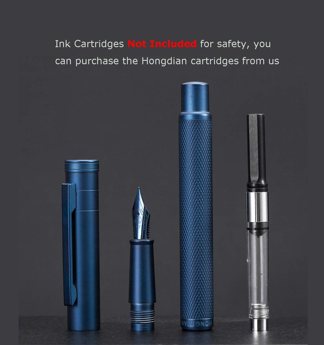 Dark Blue Forest Fountain Pen Extra Fine Nib Classic Design with Converter and Metal Pen Case Set