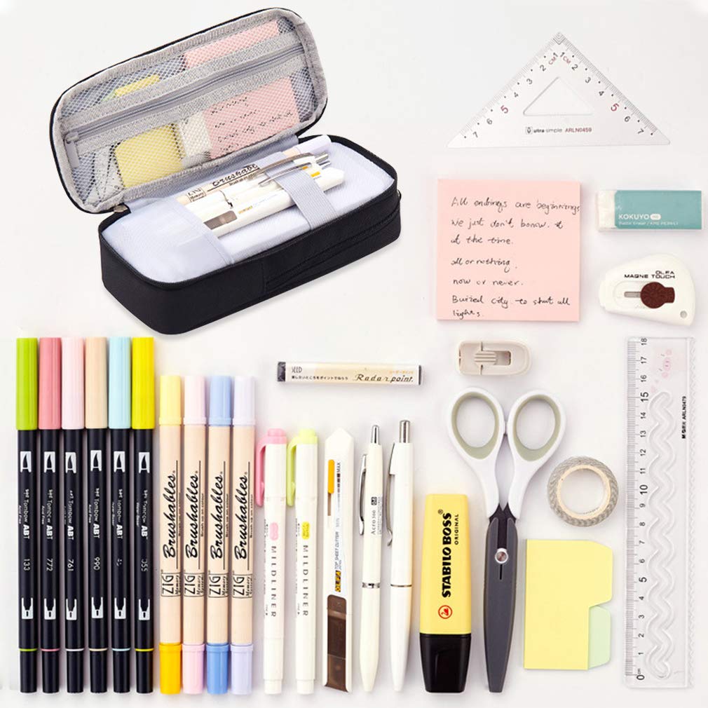 iSuperb Standing Pencil Case 2 Compartments Pencil Pouch Magnetic Mobile Phone Holder Bracket Pen