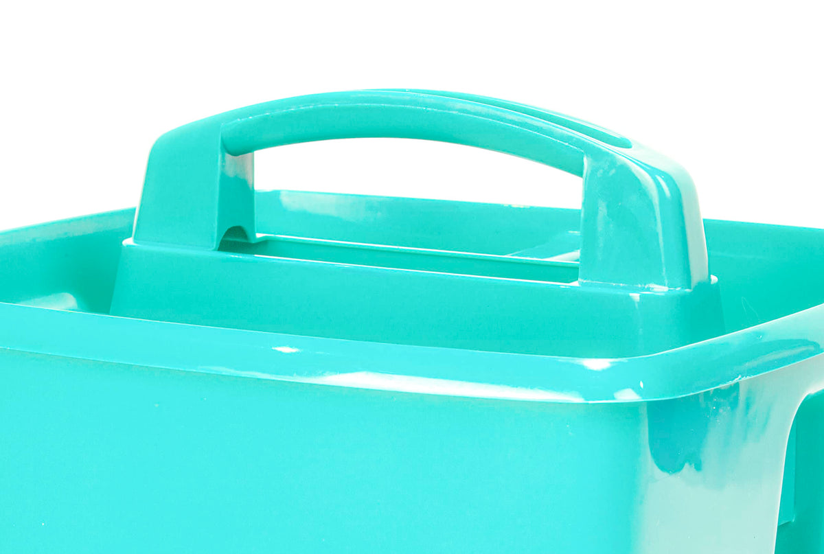Storex 3-Compartment Small Caddy – Multipurpose Classroom Organizer with Handle, Aquamarine, 6-Pack