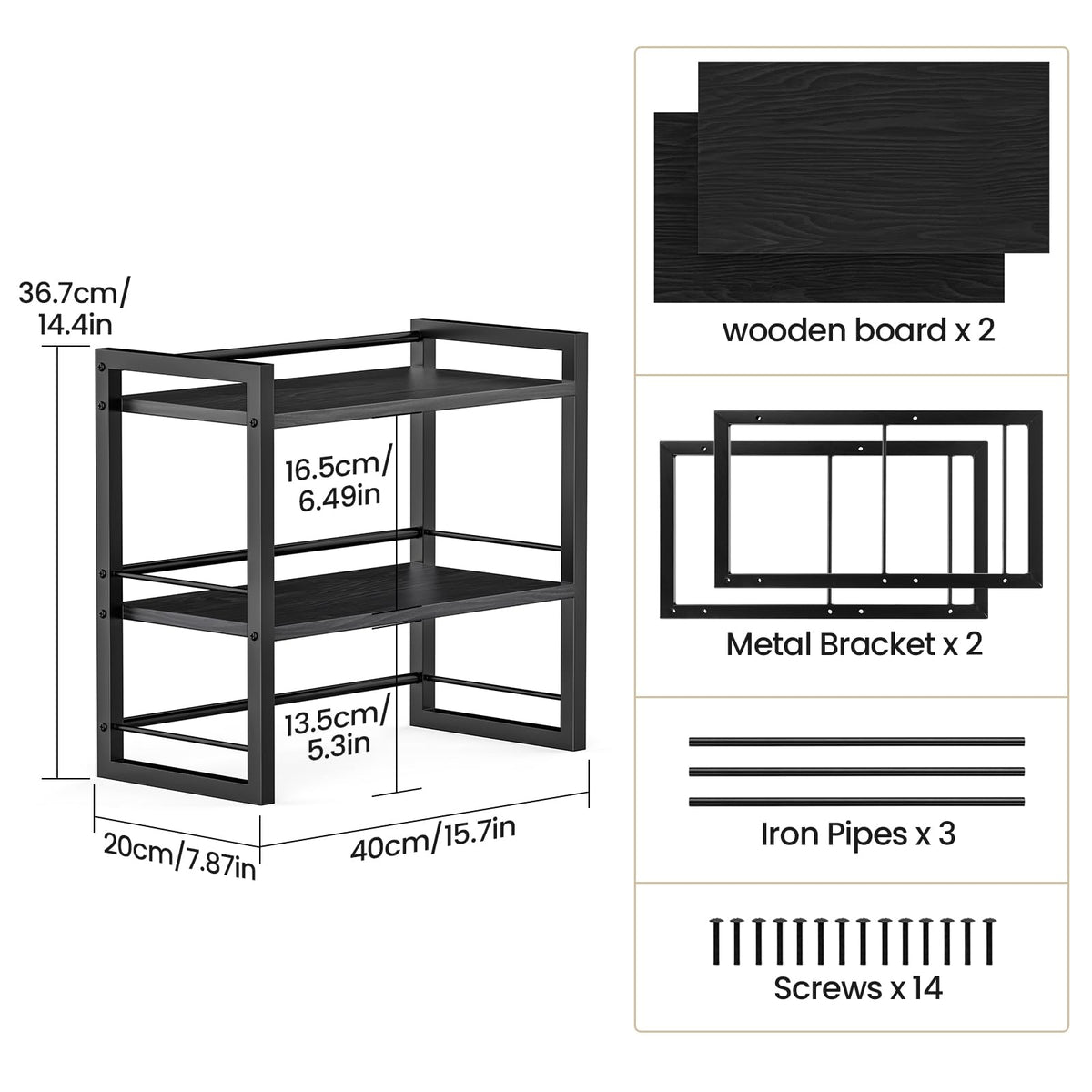 ART-GIFTREE Office Desk Shelf Organizer, Wood Desktop Bookshelf Supplies Storage Rack, Shelf for