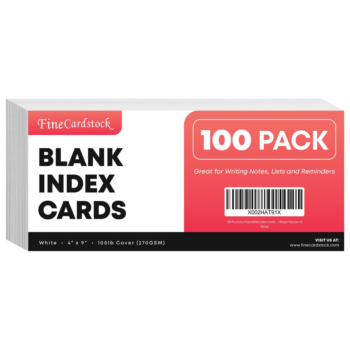 100 Pcs Extra Thick White Index Cards – Blank Heavyweight 14pt (0.014”) 100lb Cover Cardstock