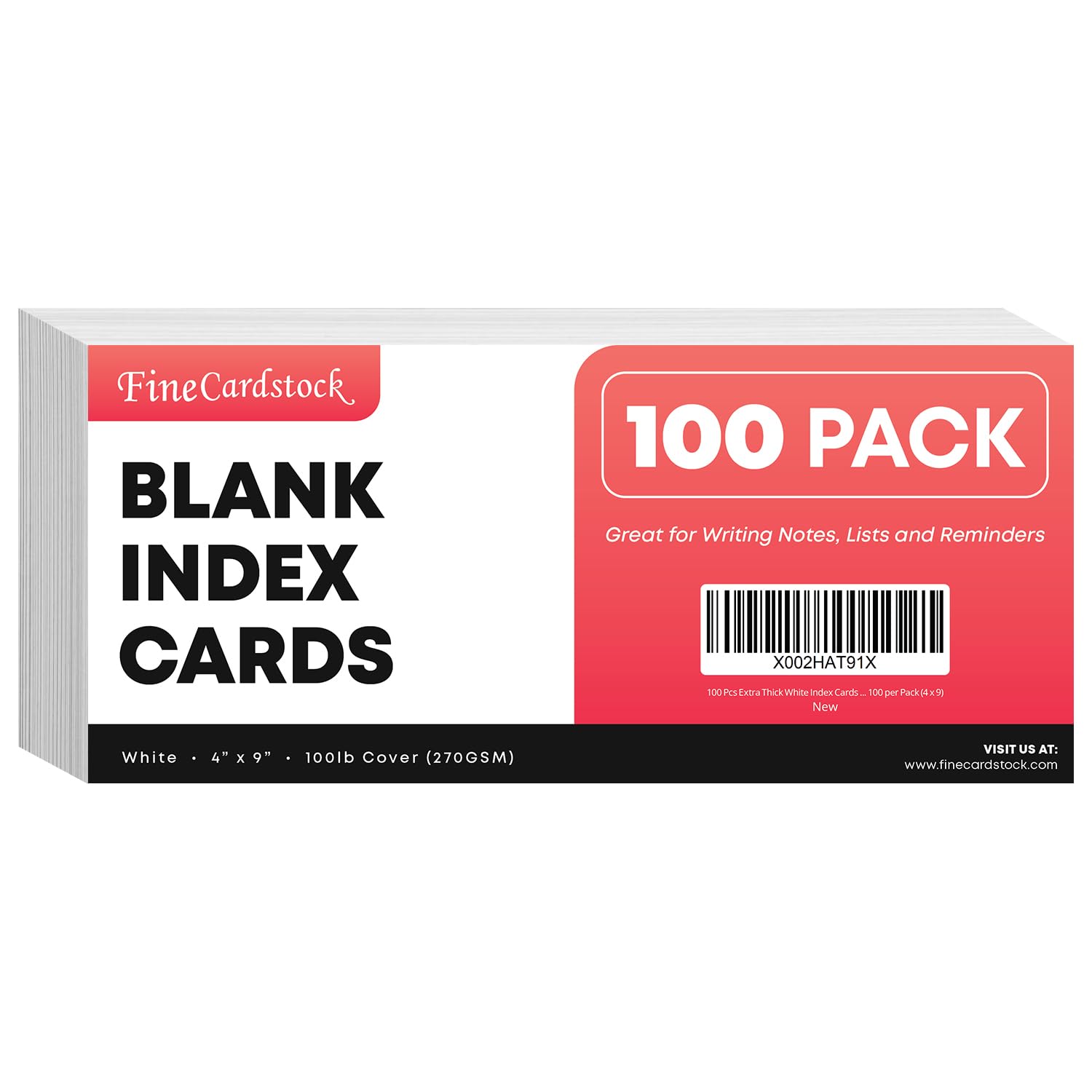100 Pcs Extra Thick White Index Cards – Blank Heavyweight 14pt (0.014”) 100lb Cover Cardstock