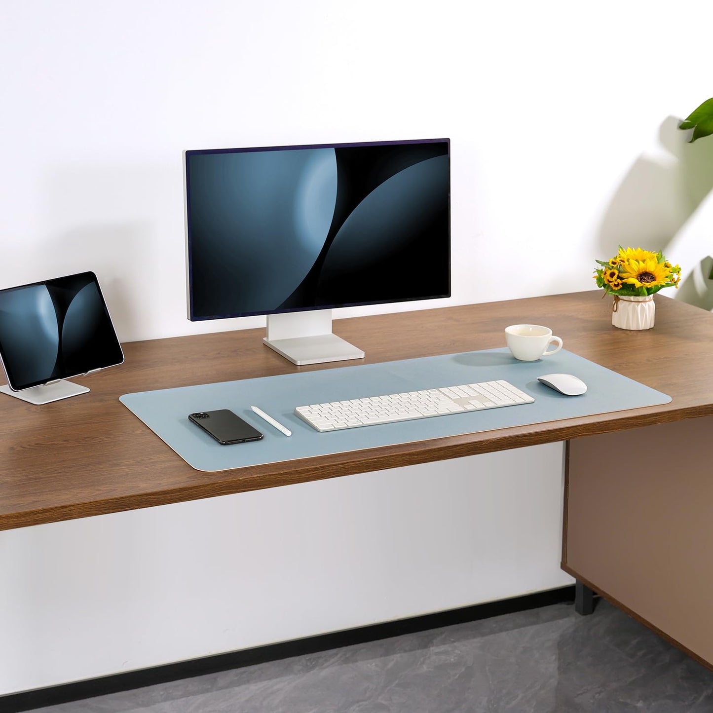 Jumdast Dual Sided Desk Pad Faux Leather Desk Mat Large Mouse Pad