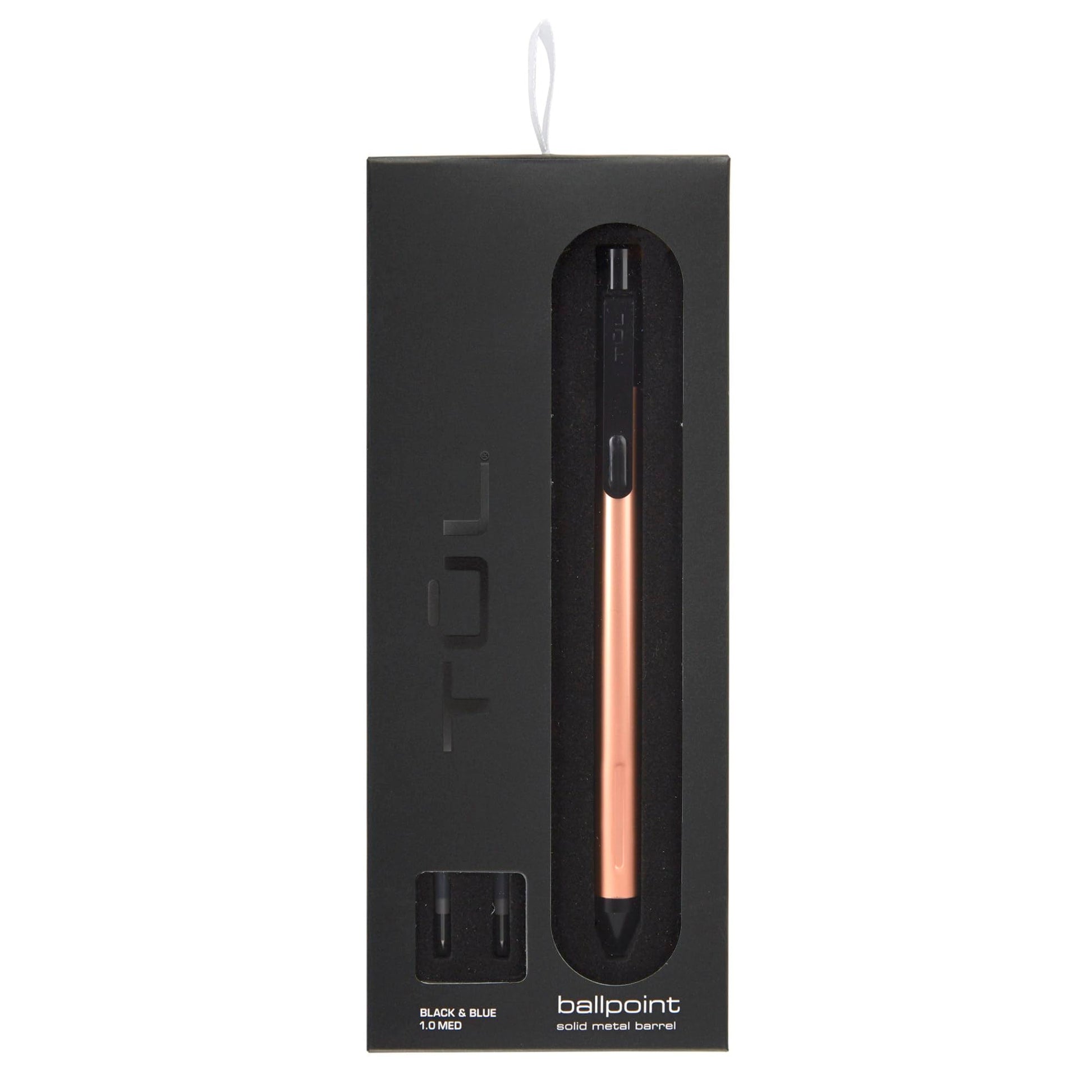 TUL® Fine Writing Solid Metal Barrel Retractable Ballpoint Pen With 2 Refills, Medium Point, 1.0