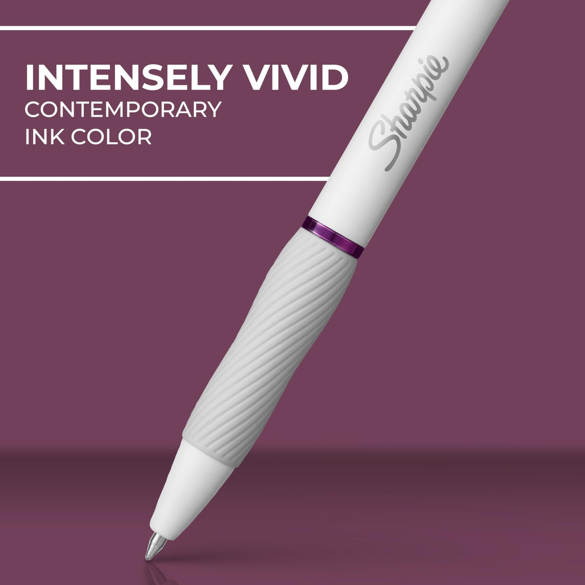 Sharpie S-Gel Pens, Pearl White Body, Medium (0.7mm) Point, Plum Ink, 12 Count