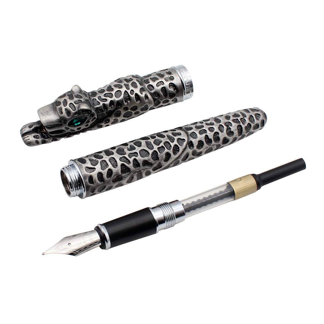 zoohot Leopard Jinhao Fountain Pen Medium Nib Big Heavy Pen & Refill Ink Converter Business