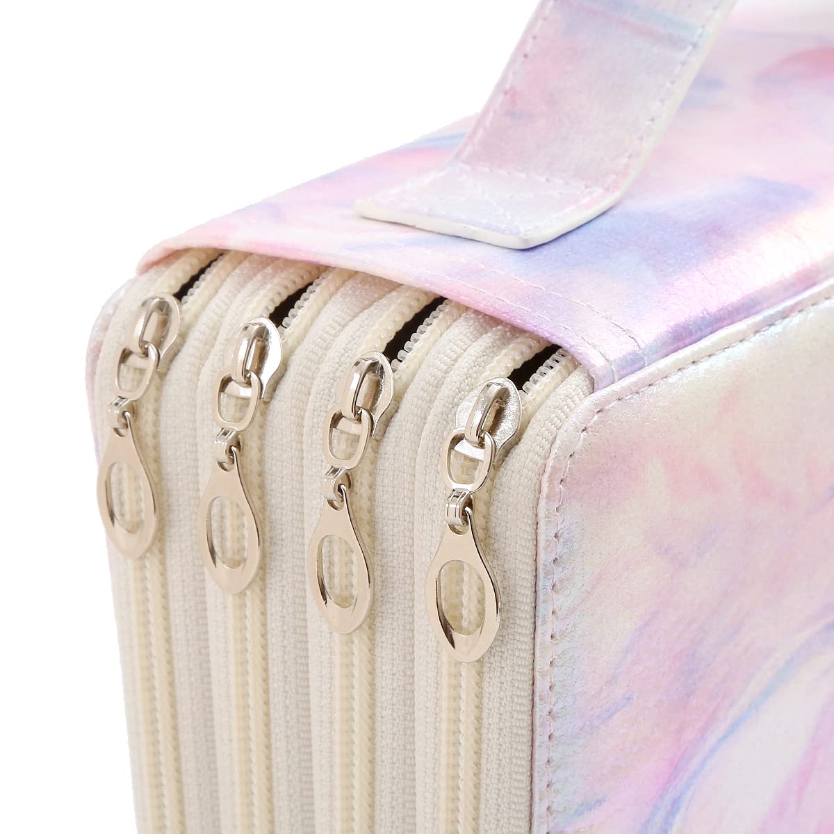 Lbxgap 200 Slots Pencil Case 4-Layer Zipped Holder w/Handle