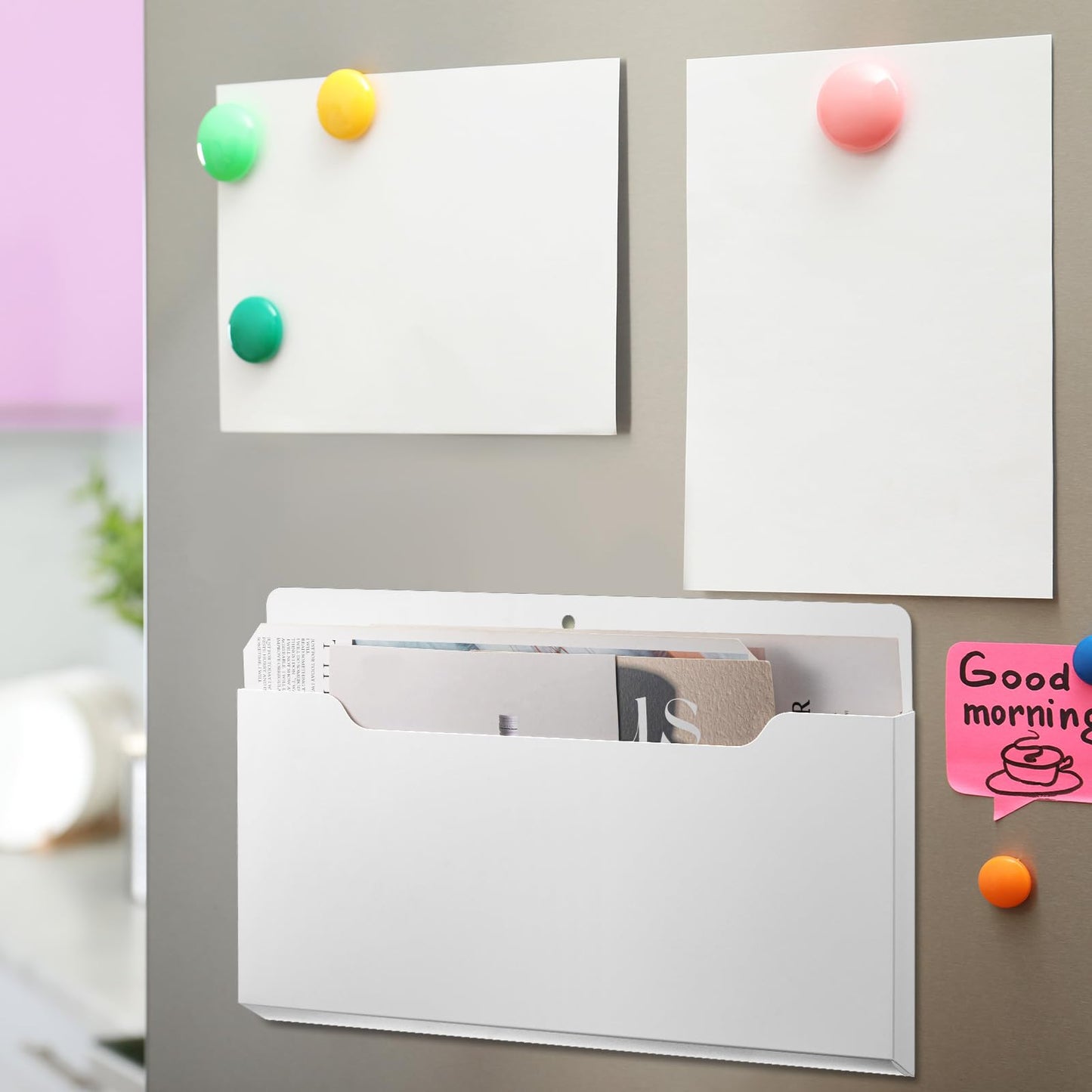 Fuutreo Magnetic Wall File Holder,6pcs,White,Horizontal-large