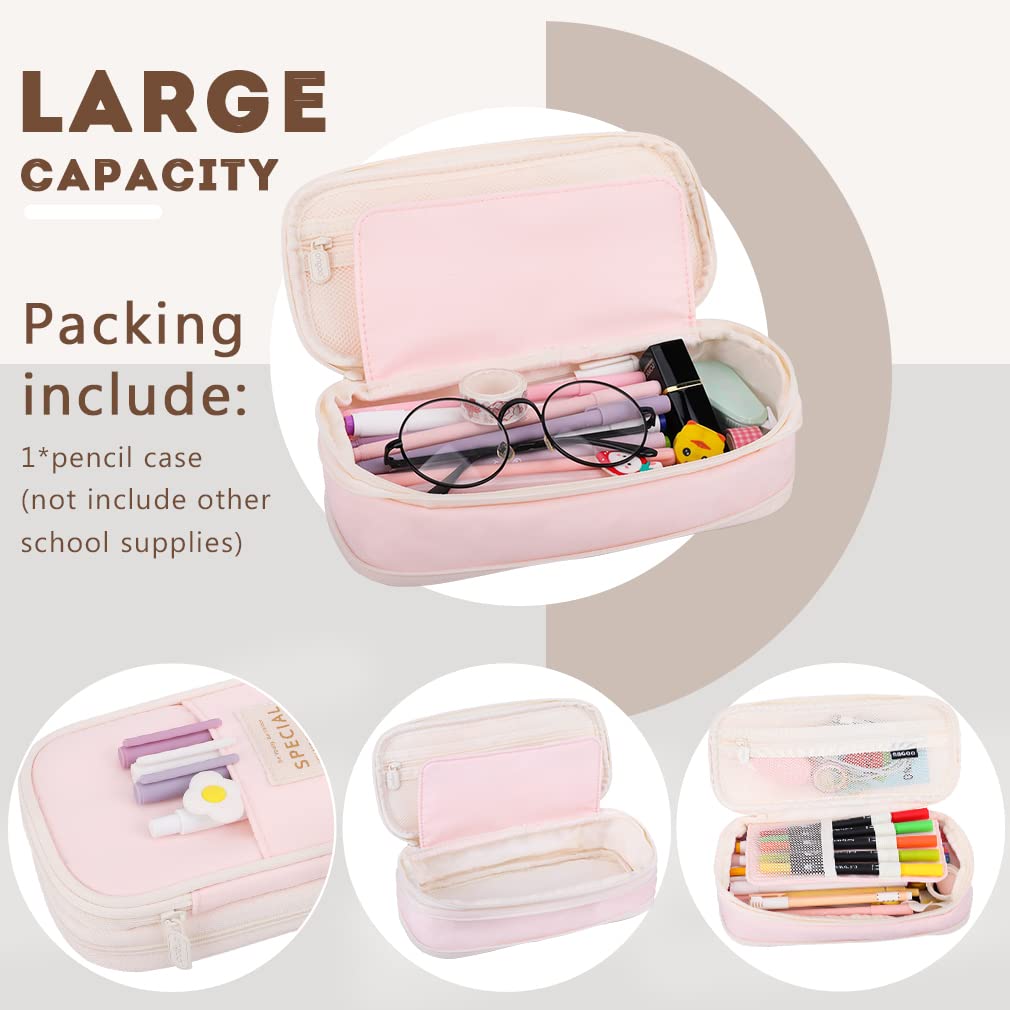 iSuperb Foldable Pencil Case Zipper Big Capacity Aesthetic Canvas Pencil Pouch Compartments