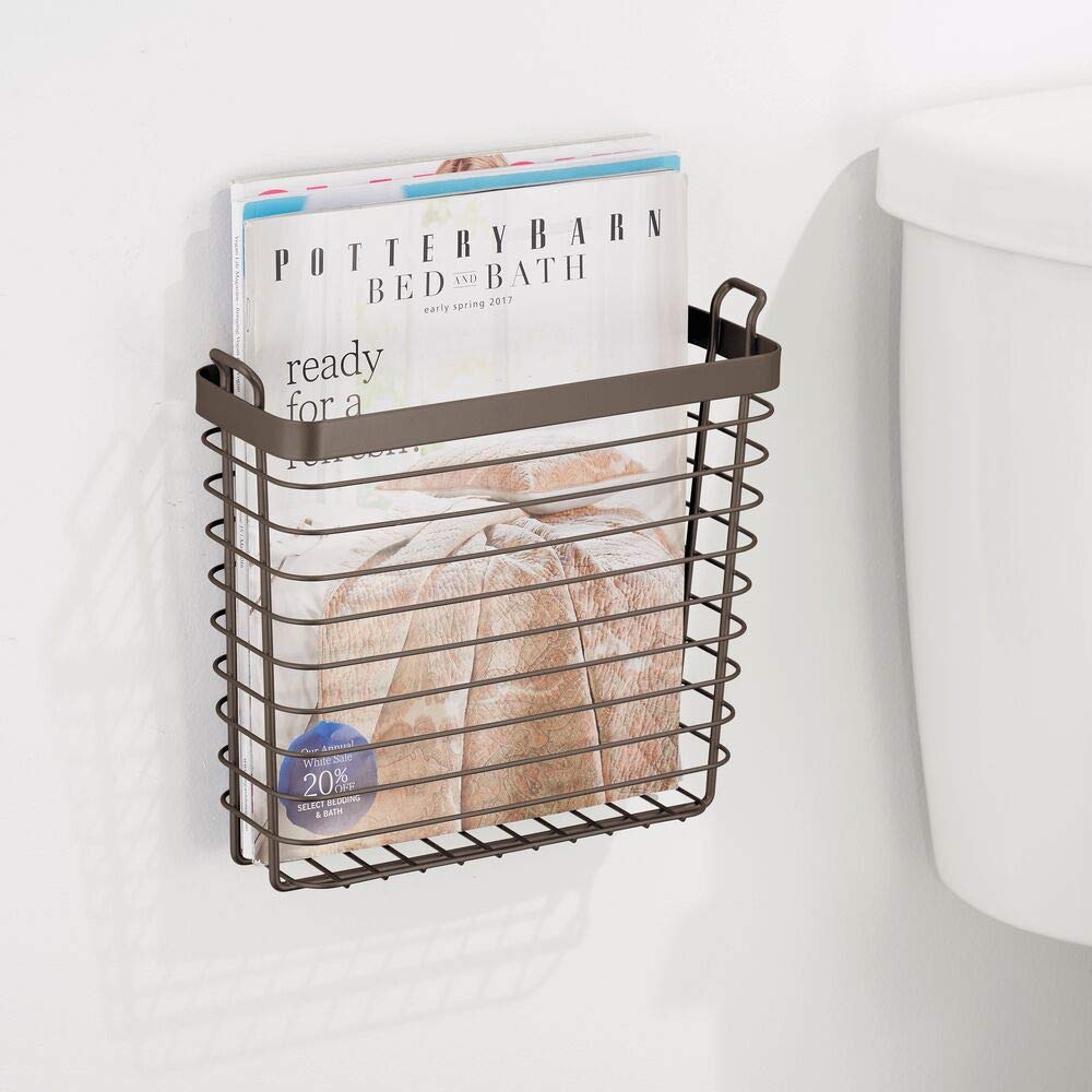 mDesign Metal Wire Farmhouse Wall Mount Magazine Holder, Home Storage Organizer - Space Saving Rack