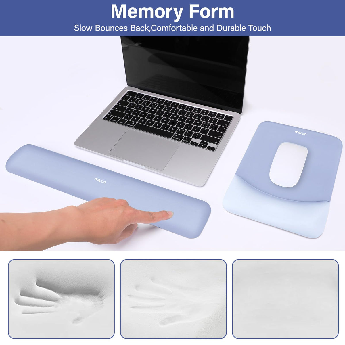 MOSISO Wrist Rest Support Mouse Pad & Keyboard Set, Slate Blue