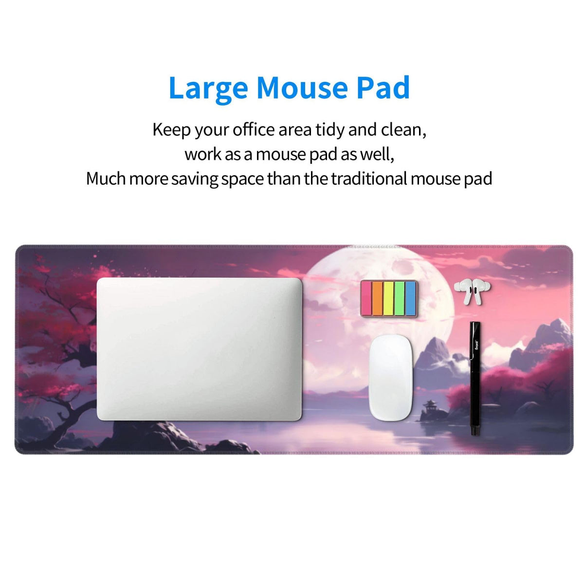 Watercolor Japanese Large Gaming Mouse Pad,Japanese Mouse Pad 31.5 x 11.8 in Mat Desk Pad,Large