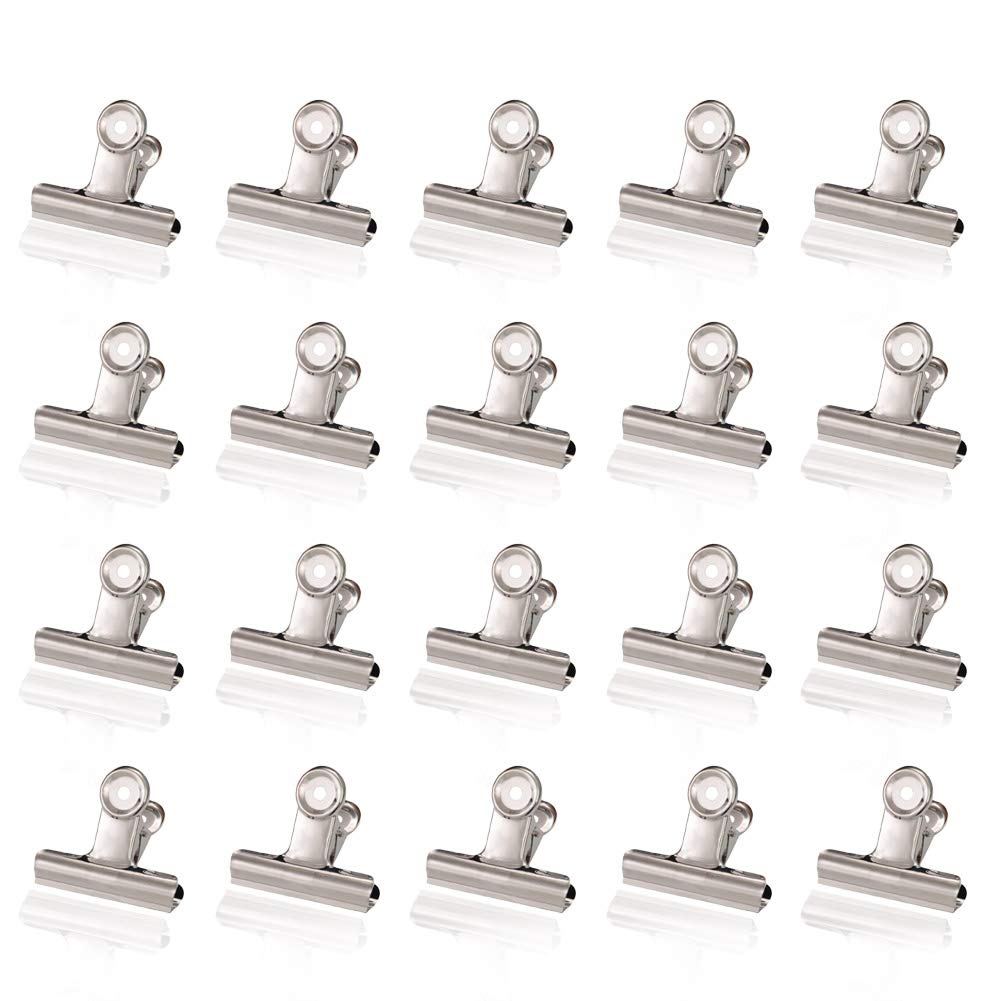 Metal Bulldog Clips, 1.25 Inches, Pack of 20 (Silver)