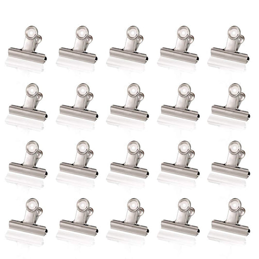 Metal Bulldog Clips, 1.25 Inches, Pack of 20 (Silver)