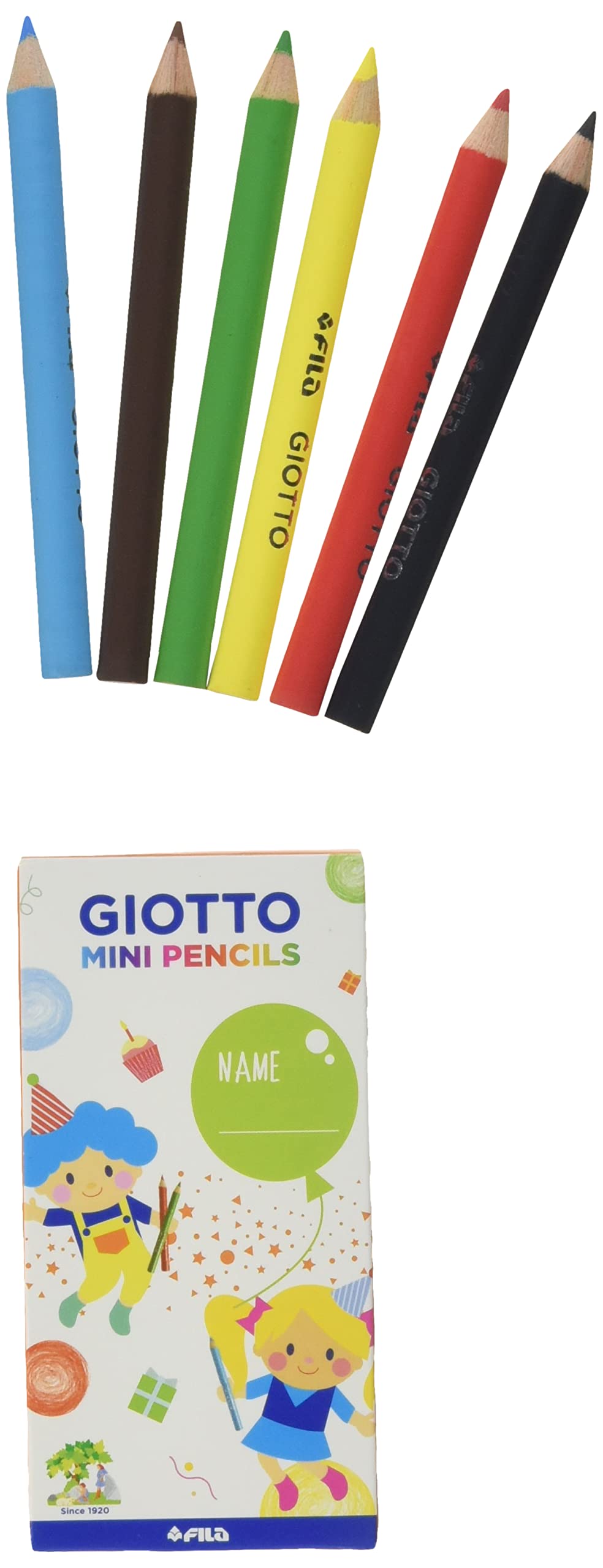 GIOTTO Kids 10 x Party Gift Sets with 6 Mini Colouring Pencils, Assorted Colours, Super Washable