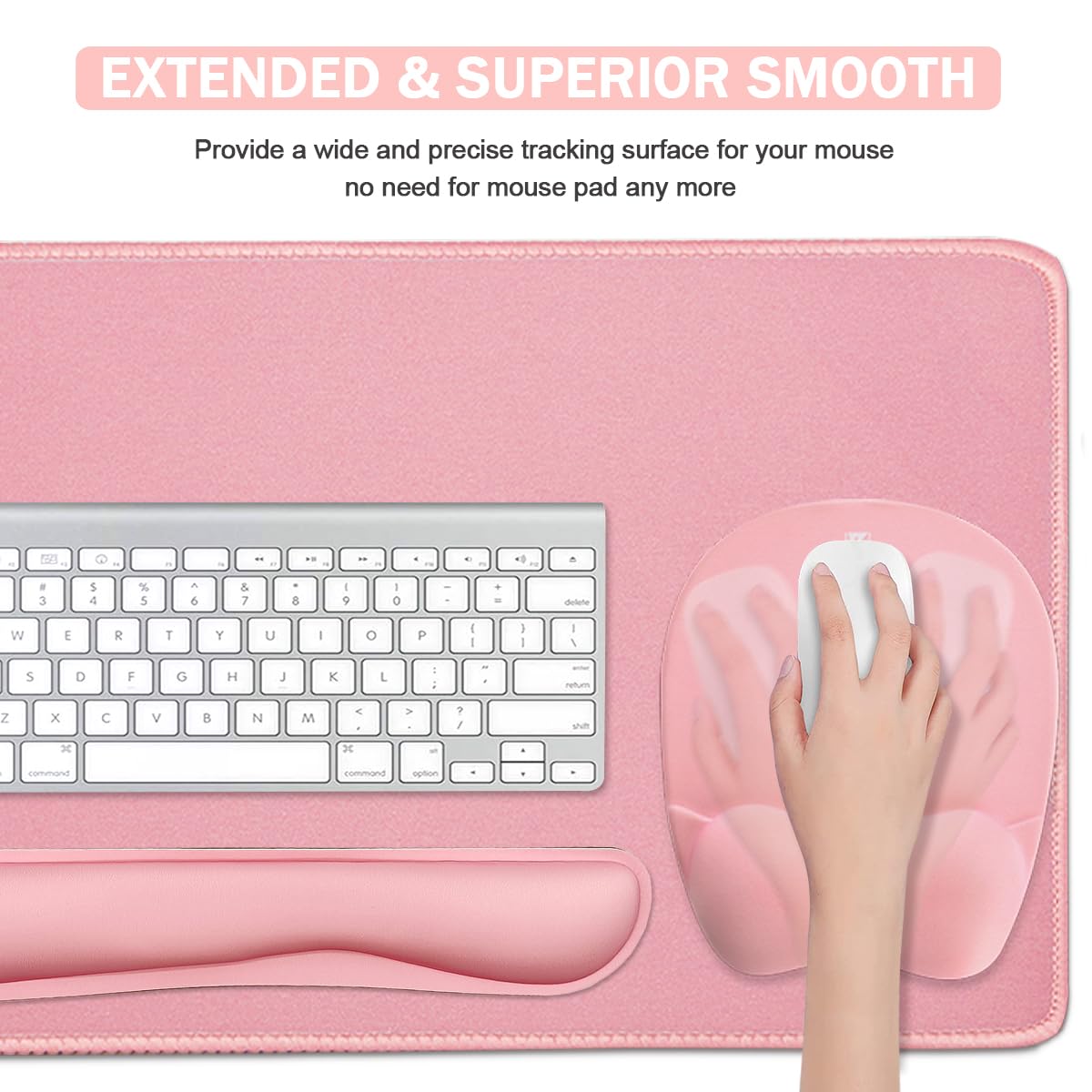 Keyboard Wrist Rest Large Mouse Pad Wrist Support for Computer, 4 in 1 Memory Foam Keyboard Pad