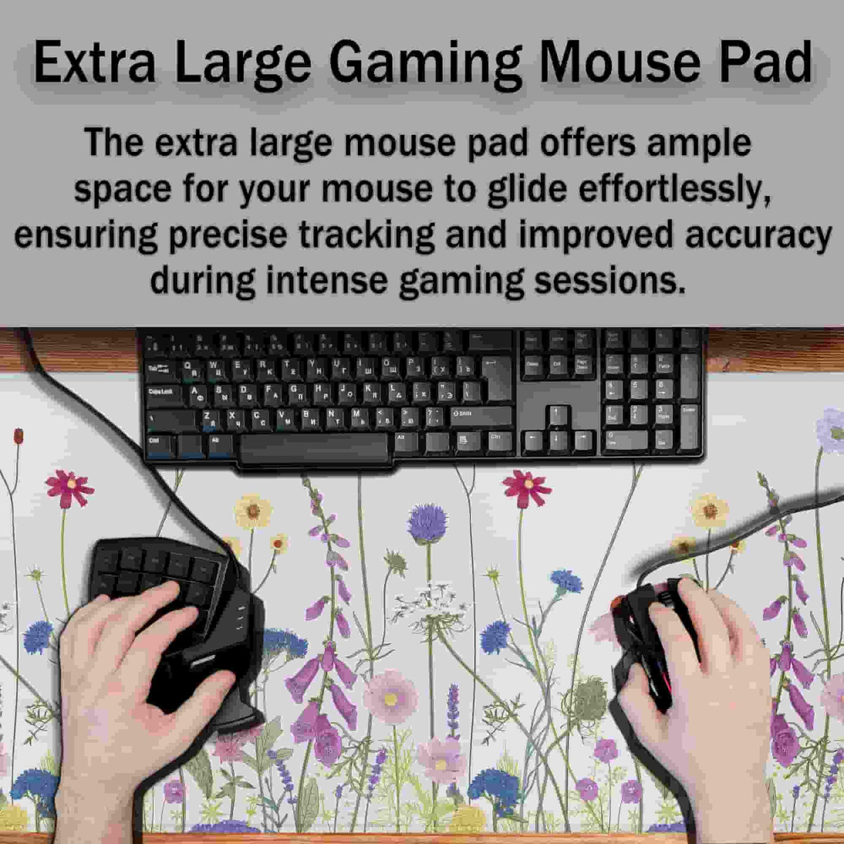 Samgula Desk Mouse Pad Flower Keyboard Mat, Mouse Pads Office Desk Pad, The Mousepad Non-Slip