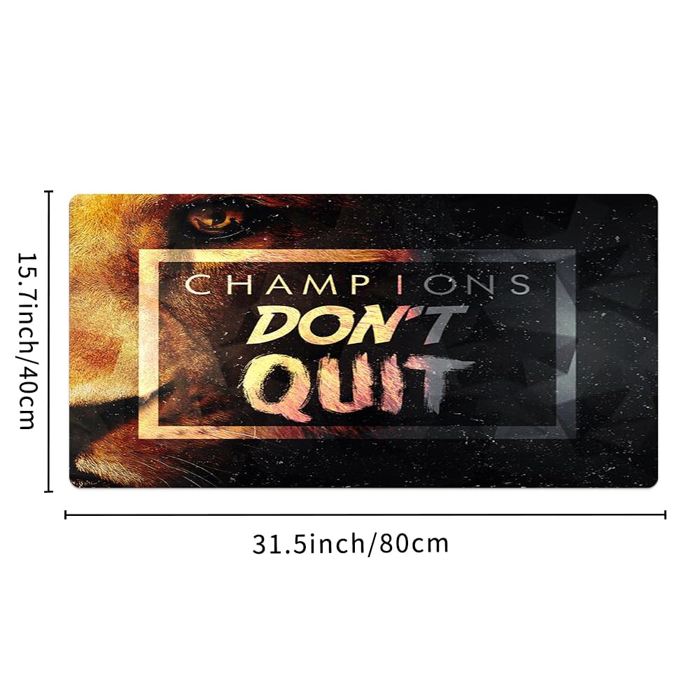 Reateforin Champions Don’t Quit Inspirational Mousemat Large Gaming Mouse Pad Extended Desk